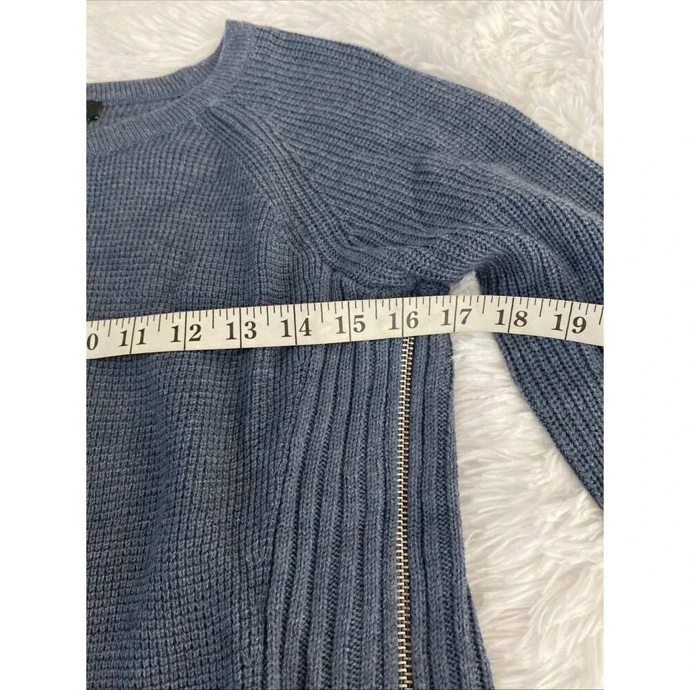 INC Sweater Gray Blue Long Sleeve Size Petite PS Sweatshirt Wool Blend Zipper
